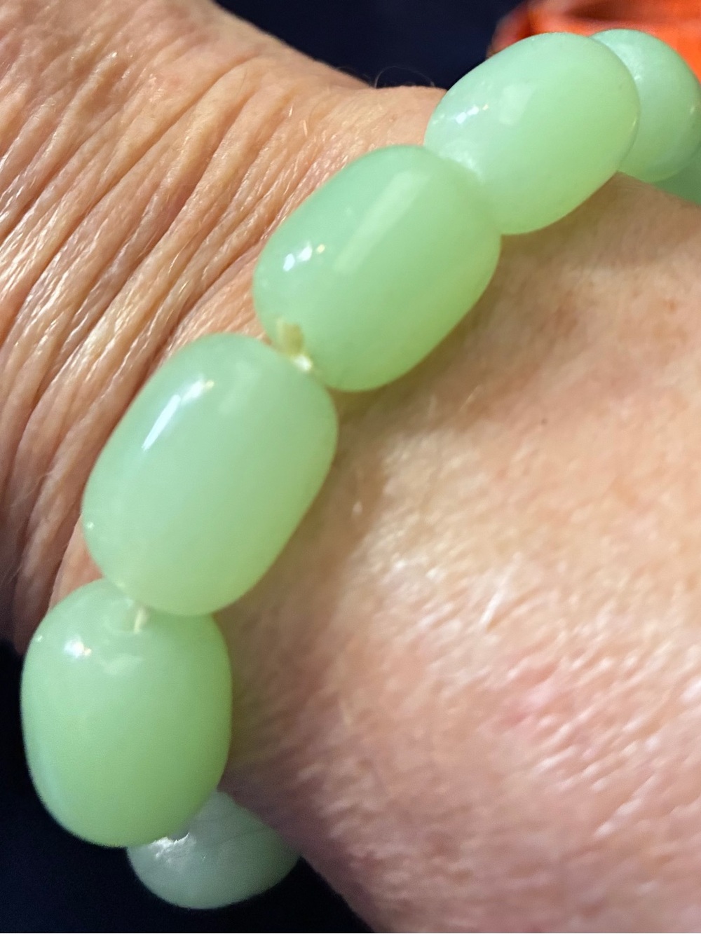 Source Unknown Pale Green Beaded Stretch Bracelet